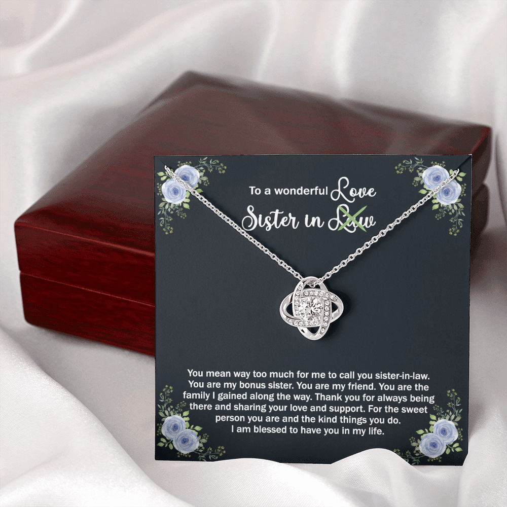 To A Wonderful Sister In Law Love Knot Necklace From Sister, I Love You Sister Gift Necklaces Sister-in-Law Gift Pendant Love Knot Jewelry Gift For Sister In Love Necklace, Unbiological Sister Gift