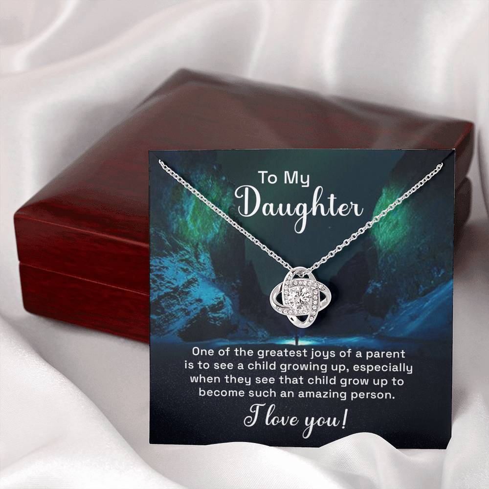 To My Daughter Love Knot Necklace From Parent, Daughter Gift Necklace From Mom, Step Daughter Necklace, Gift Necklace For Stepdaughter, Bonus Daughter Gifts, Step Daughter Gifts Love Knot Necklace
