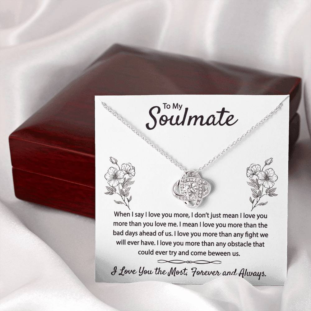 To My Soulmate Necklace From Husband Boyfriend Love Knot Necklace Gift For Soulmate Girlfiend To My Wife Gift Necklace with Message Card Gift Necklace for Her Romantic Girlfriend Gift Necklace