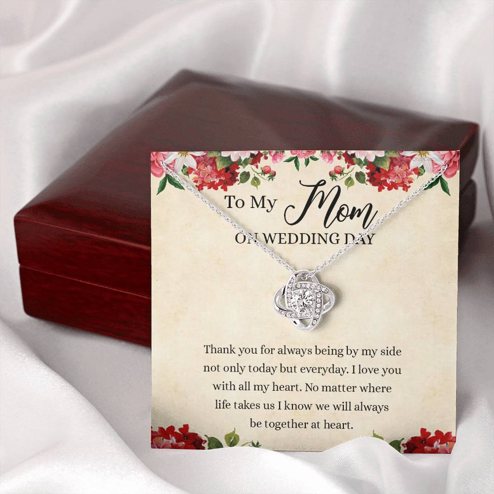 To My Mom Love Knot Necklace Gift for Mom on Wedding Day, Gift Necklace for Mother of The Groom, Gift for Bridesmaid Proposal Gift Necklace, To My Mom Gift Necklace On Wedding Day from Daughter