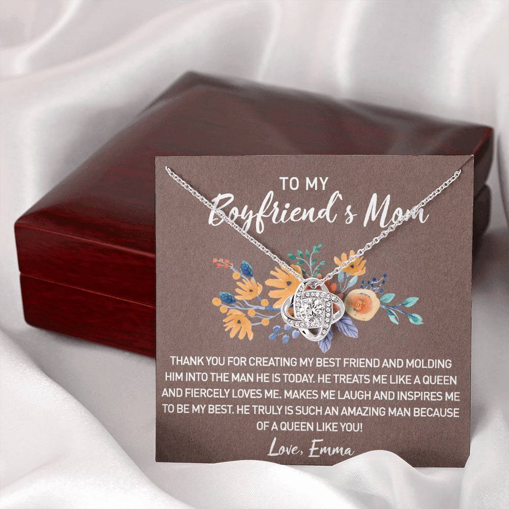 To My Boyfriend Mom Necklace From Girlfriend,  Pendant For Boyfriend's Mom Gift Necklace, Love Knot Necklaces For Boyfriends Mom Gift On Christmas, Mothers Day For Boyfriend Mom, Jewelry For Her