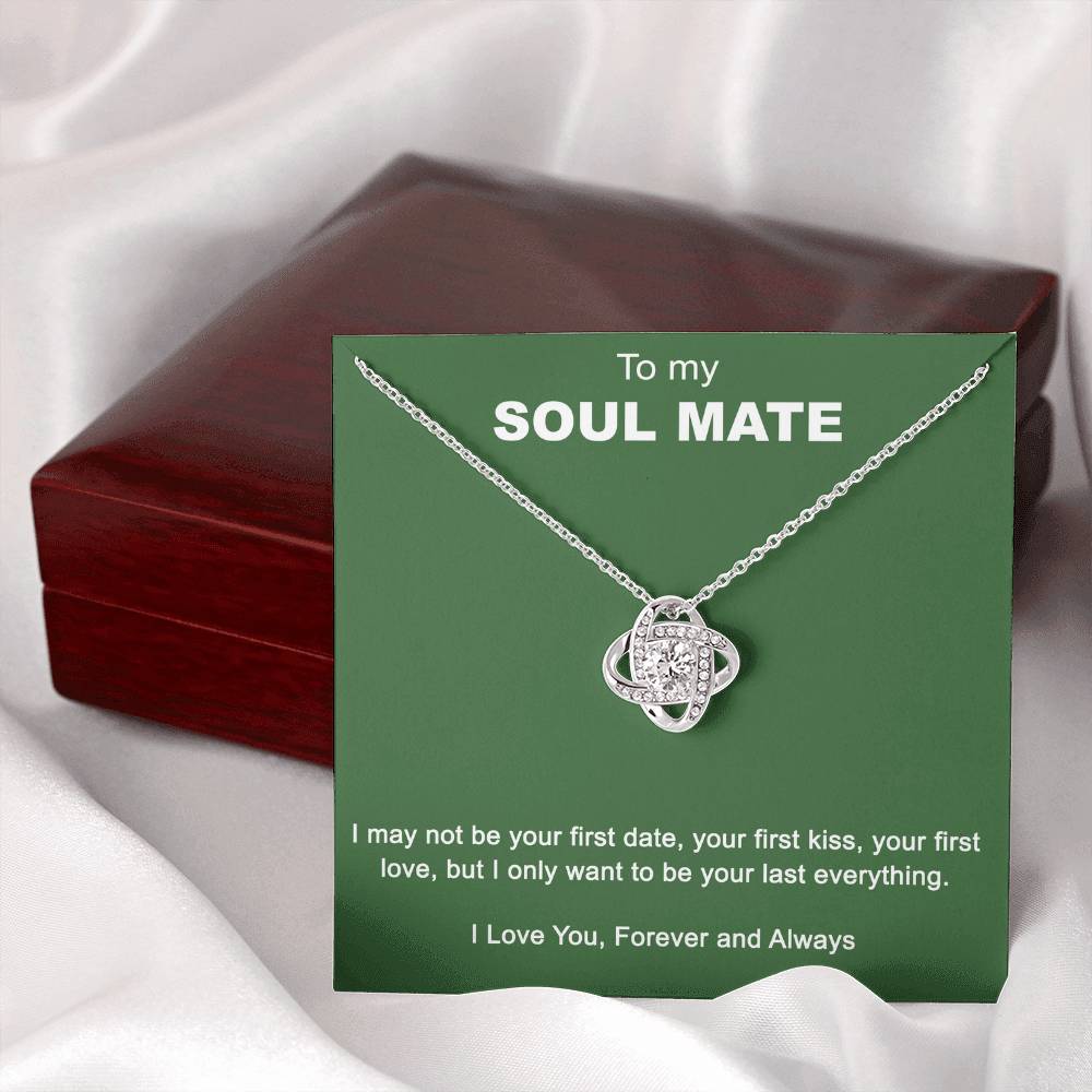 To My Soul Mate Love Knot Necklace Gift From Husband, Boyfriend with Message Card Gift For Soulmate Love Knot Pendant, Gift Necklace for Her Romantic Soulmate Gift Pendant, Girlfriend Gifts