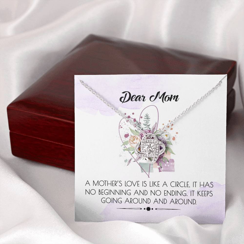 Dear Mom Gift Necklace, To My Mom Necklace, Daughter And Mother Love Knot Pendant Gift For Her, Bonus Mom Gift Necklace, Jewelry For Mom On Mothers Day, Anniversary, Birthday Gift Christmas