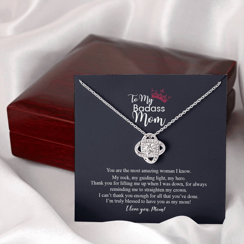 To My Badass Mom Love Knot Necklace, Gift For Mom Mother's Day Birthday Gift