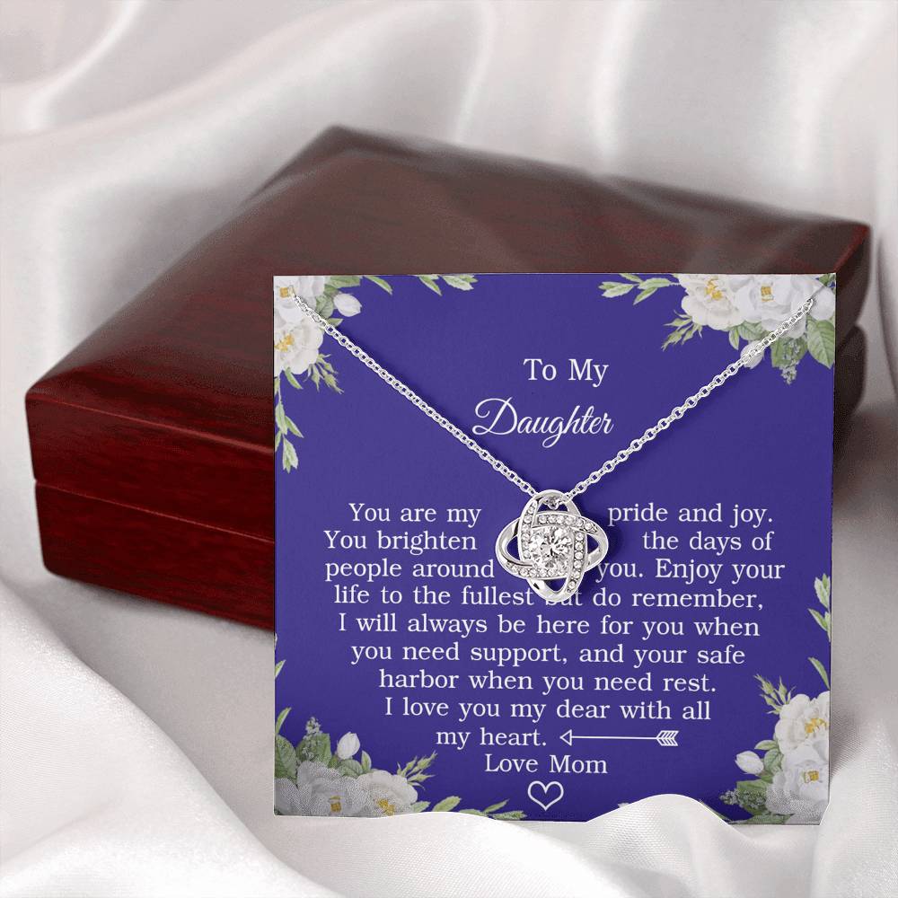 To My Daughter Love Knot Necklace From Mom And Daughter Pendant Gifts For Daughter's From Mother To Daughter Jewelry Gift For Girls, Daughter Necklace Gift From Mother, Daughter To Mom Jewelry