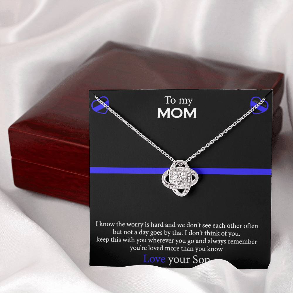To My Mom Necklace From Son, Mothers Day Necklace Gift For First Mothers Day, Love Your Son Love Knot Necklace Gift For Mom, Best Friend Gifts For Mothers Day Things For Your Mom Jewelry Gift For Mom