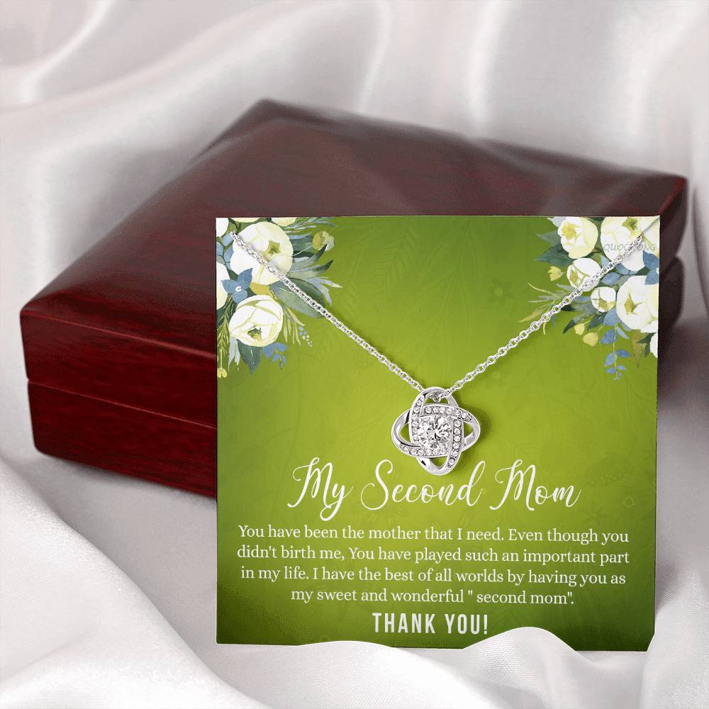 Second Mom Necklace, To My Second Mom Love Knot Necklace Gift From Daughter, Mother And Daughter Gift Necklace Personalized Gift Necklace For Mom, Thank You Love Knot Necklace Gift For Women