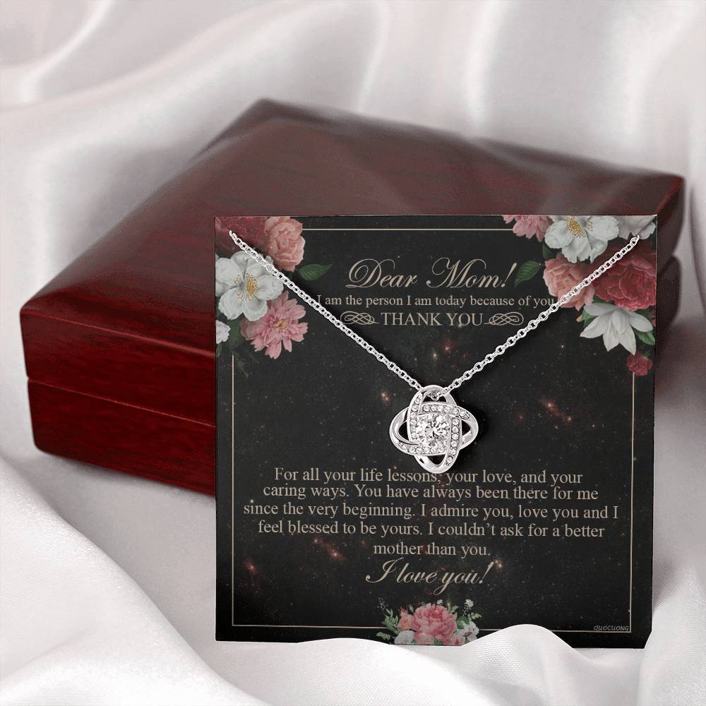 Meaningful Gift To Mom, Thank You Card For Mom, To My Mom Necklace From Daughter, I Love You Necklace For Mom, To Mom Love Knot Necklace, Jewelry For Mom On Birthday Gifts Mothers Day, Anniversary