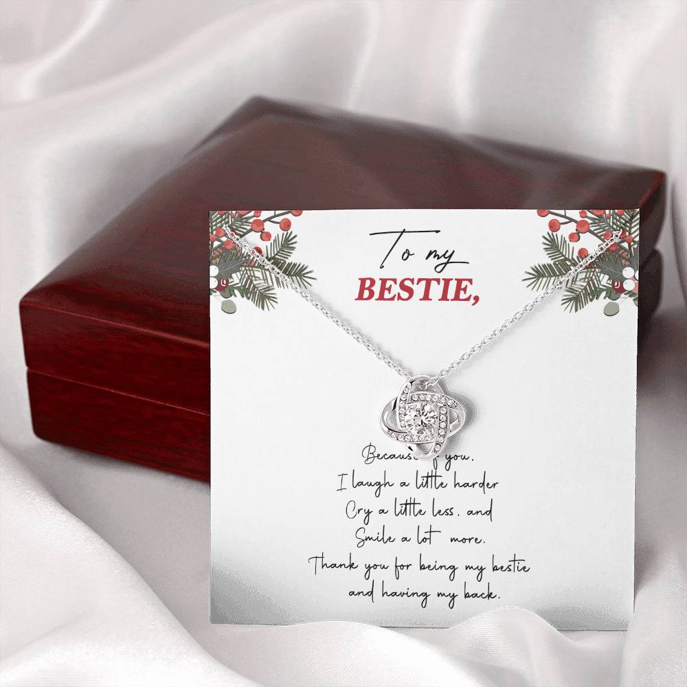 Gifts Necklace For Besties, To My Besties Love Knot Necklace From Friend, Man Because Of You Gift Necklace, Long Distance Best Friend Necklace, Besties Necklace Jewelry Gift For Girls, Her