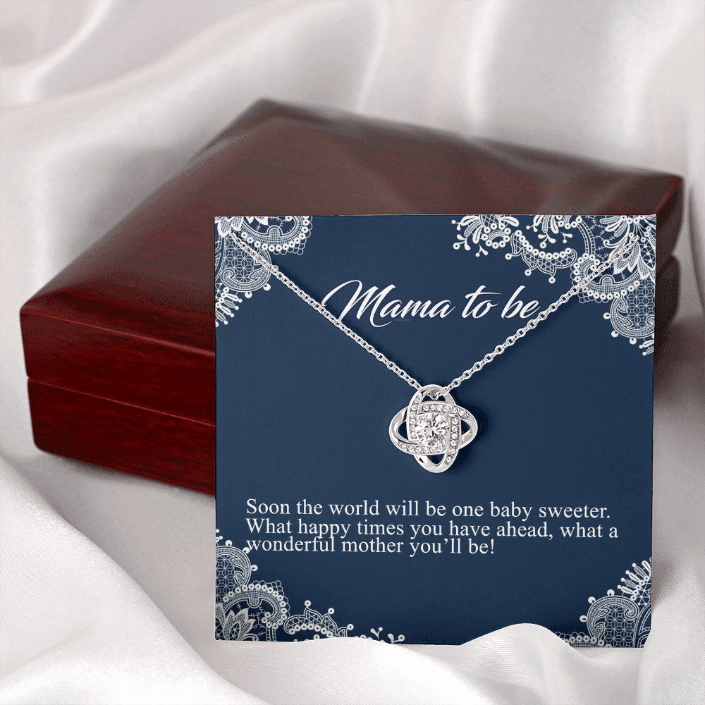 Mama To Me Gift Necklace, To My Mom Love Knot Necklace Gift For Mom From Daughter, Soon The World Mom Jewelry Gift For Women, Mother, Womenderful Mother Gift Necklace For Mama To be Pendant Gift