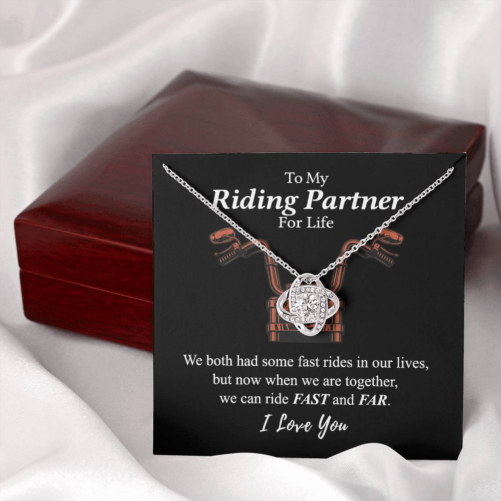 Gift Necklace For Motorcycle Wife, Love Knot Necklace Gift For Biker My Riding Partner For Life, Let's Ride Fast And Far Necklace, Necklace Pendant On Birthday Xmas Graduation Jewelry Gift For Women