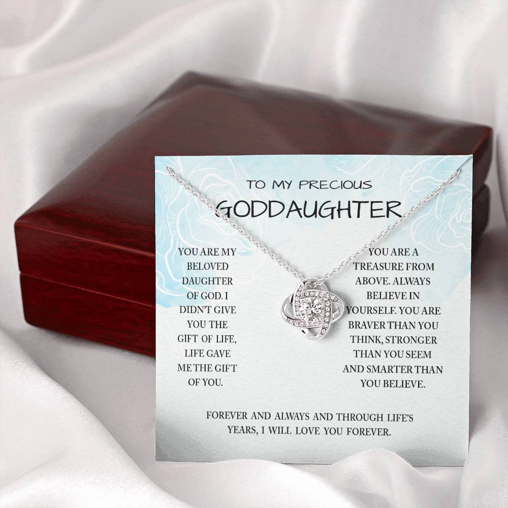 To My Preccious Goddaughter Necklace From Grandma And Grandpa, To Goddaughter Love Knot Necklace, Gift Necklace To Goddaughter, You Are My Beloved Daughter Of God Necklace Gift For Girls, Daughter