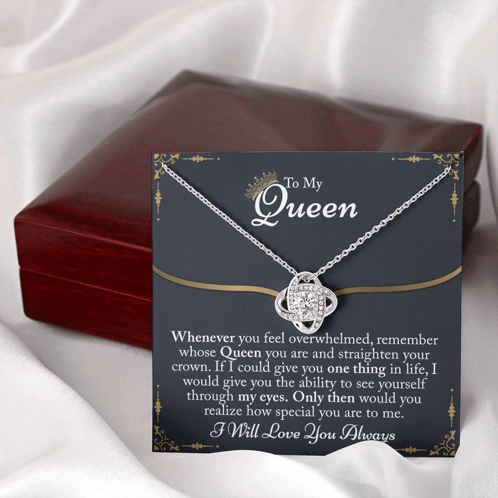 To My Queen Gift For Her Jewelry Gift Her Gift for Her Christmas Necklace From Boyfriend, Husband, Girlfriend Gift Necklace - Jewelry Gift For Girls, Love Knot Pendant Gift For Girlfriend, Soulmate