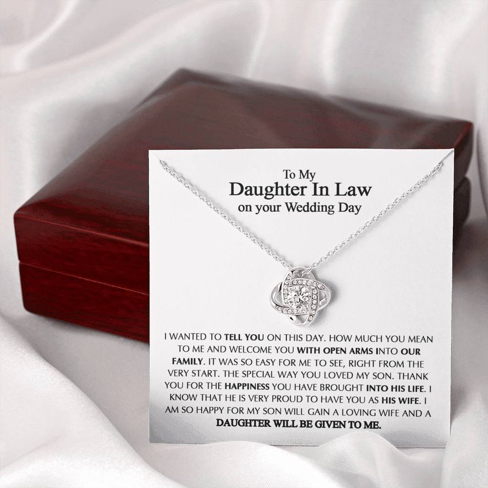 To My Daughter-In-Law On Your Wedding Necklace From Mother In Law, Daughter In Law Gift On Wedding Day, Future Daughter In Law, Bride Gift From Mother In Law - Jewelry Gift For Girls, Little Girls