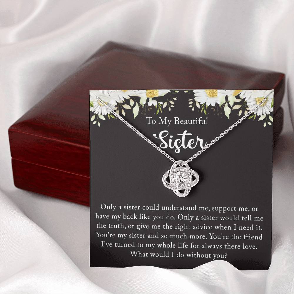 Personalized Gift Necklace - Love Knot Necklace, Sister Wedding Gift from Bride, Sister of the Bride Necklace, Sister Wedding Gift, Thank you Gift to Sister Maid of Honor, Matron of Honor Necklace