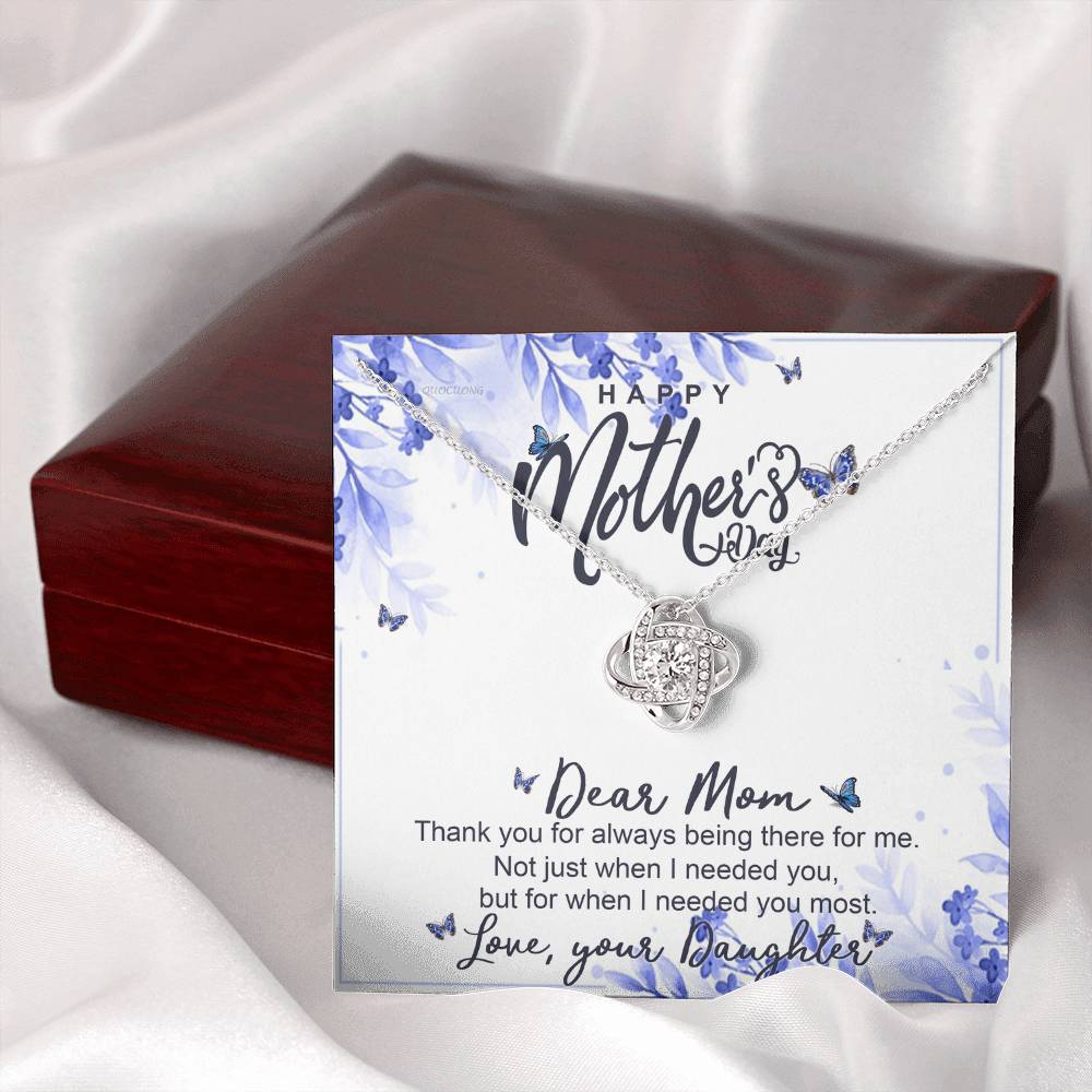 Happy Mother Day Necklace Gift For Mom, Dear Mom Necklace From Daughter, To My Mom Love Knot Necklace Gift On Mothers Day, Anniversary, Christmas Birthday Gifts, Jewelry Gift For Mom, Women