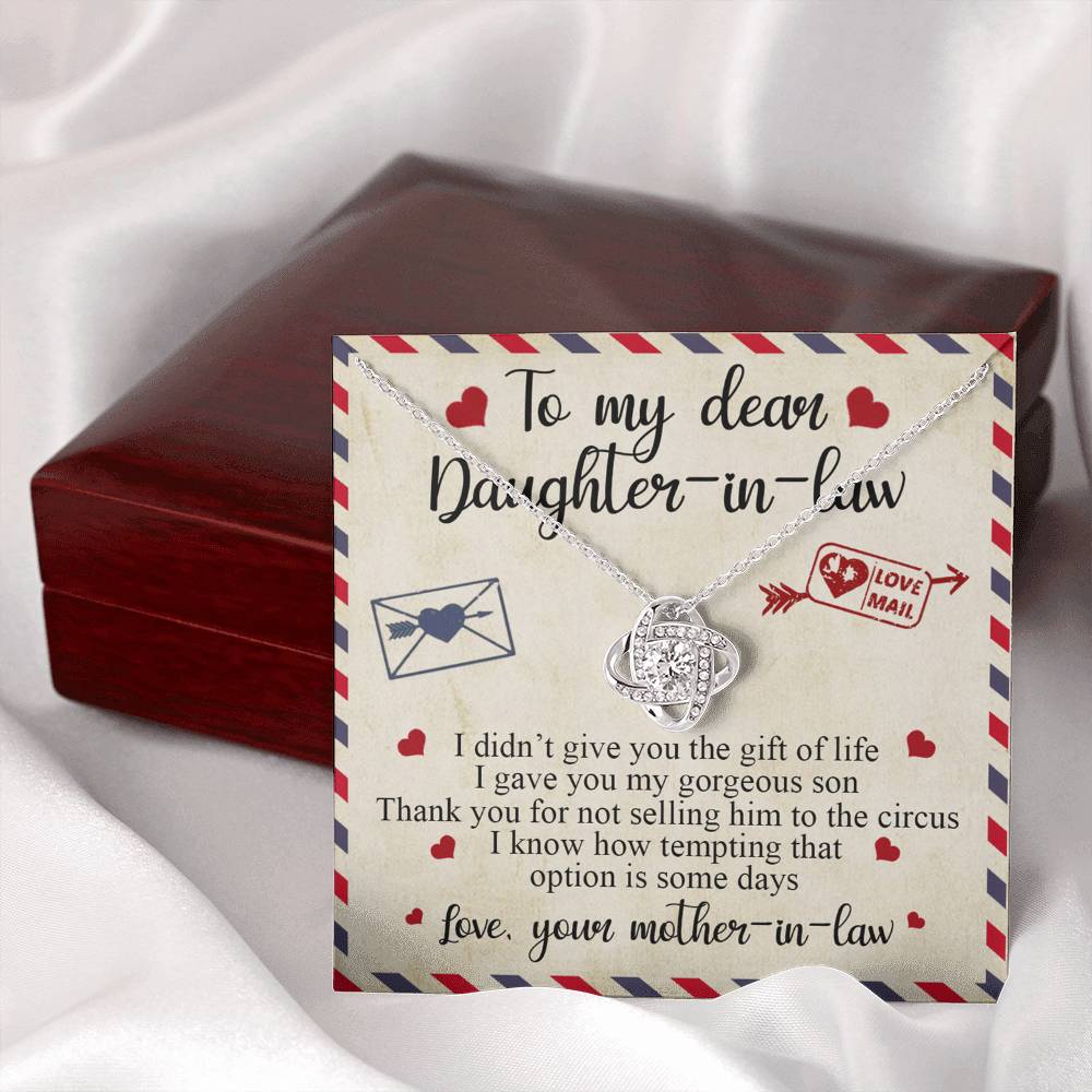 To My Dear Daughter-in-Law Gift Necklace From Mother In Law, Luxe Love Knot Necklace Gift Set, Necklaces For Girls, Little Girl Daughter In Law Gifts Necklace, Jewelry Gifts For Women Gifts