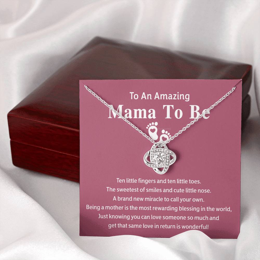 Mama To Be Gift Necklace, To An Amazing Mama To Be Necklace From Daughter, Mama To Be Love Knot Necklace, Wonderful Mom Gift Necklace From Daughter, Jewelry Gift For Women, Mama To Be Necklace Gift