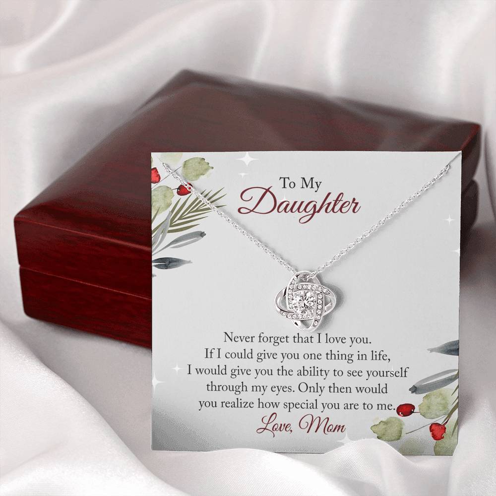 To My Daughter Necklace From Mom, Christmas Necklace with Message Card and Gift Box For Daughter, Mother And Daughter Necklace Gift On Birthday Wedding Graduation Gift Never Forget Necklace