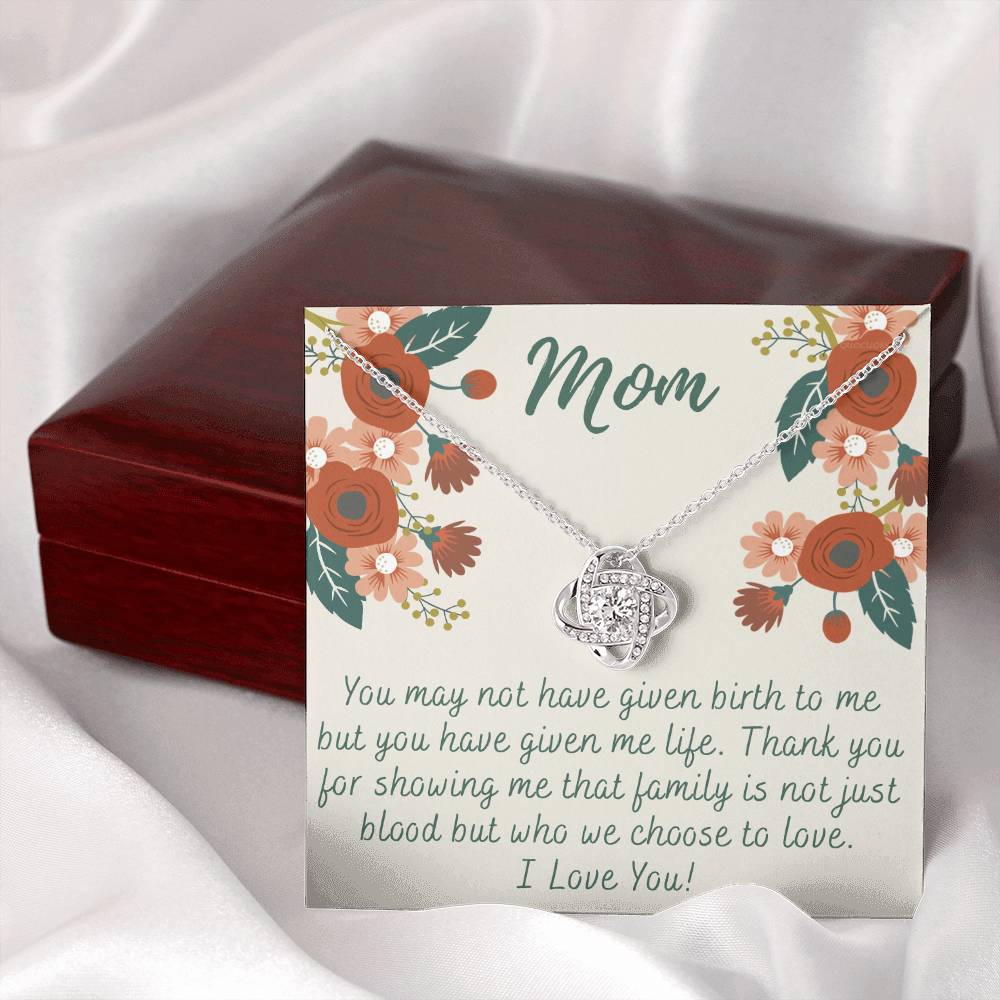 To My Mom Love Knot Necklace Gift for Stepmom Birthday Present Idea for Mother