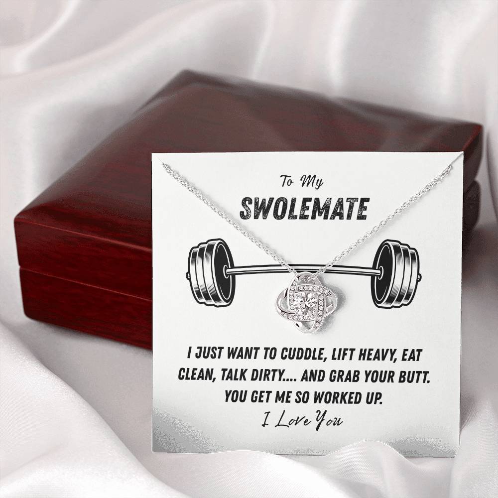 To My Swolemate Love Knot Necklace From Husband, Necklace Gift For Swolemate, Necklace Pendant, Swolemate Necklace, Birthday, Wedding Day, Necklace For Women, Swolemate Cubic Zirconia Necklace