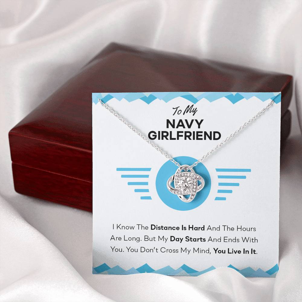 To My Navy Girlfriend Gifts for Navy Girlfriend's Birthday Present Anniversary From Boyfriend, Husband, Girlfriend Gift Necklace - Jewelry Gift For Girls, Love Knot Pendant Gift For Girlfriend Soulmate