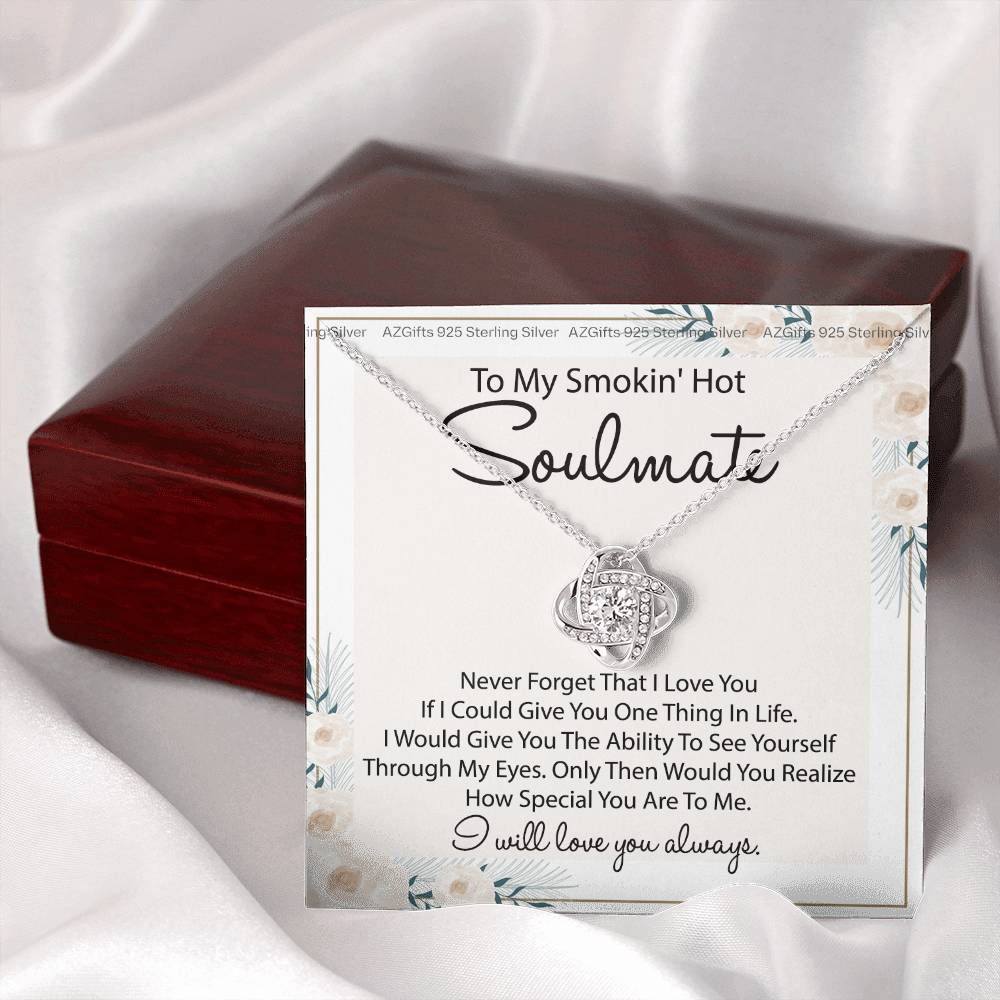 To My Smokin Hot Soulmate Necklace Gift From Husband Boyfriend, Birthday Necklace For Wife, Smokin Hot Gift Necklace for Her Romantic, Girlfriend Gift Necklace Smokin Hot Soulmate Message Card