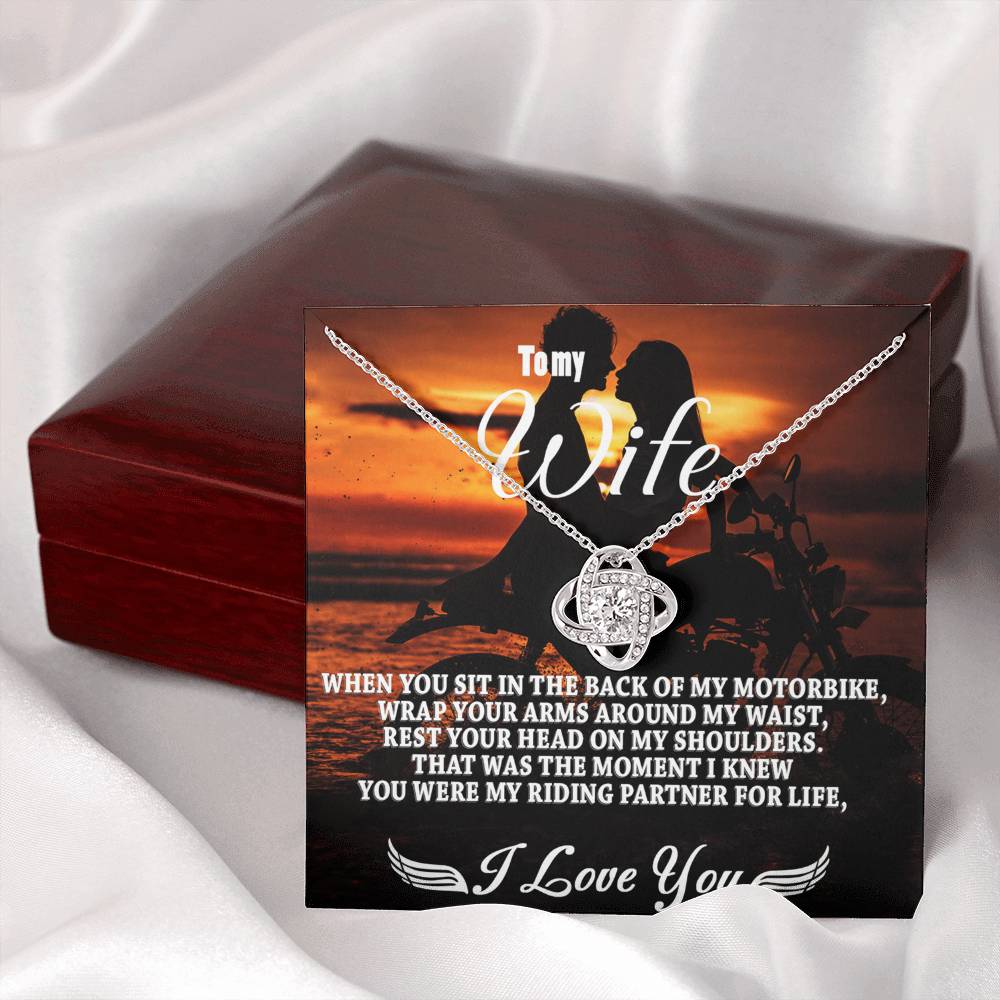 To My Wife Necklace From Husband, My Riding Partner For Life Necklace Gift For Wife From Men, Soulmate Gift Necklace Riding Partner Love Knot Necklace, Jewelry Gift For Women, I Love You Necklace