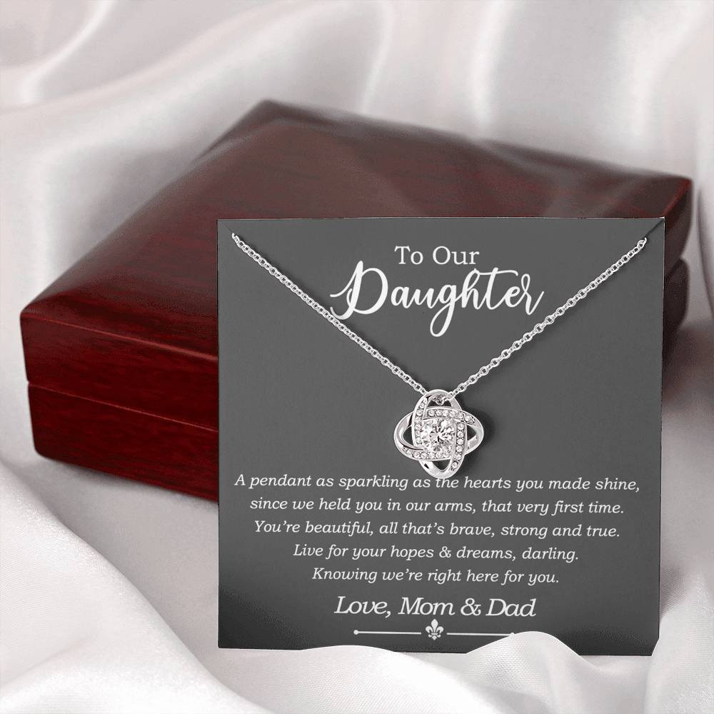 Daughter Gift Necklace, To My Daughter Gift Necklace From Mom And Dad , Step Daughter Necklace, Stepdaughter Gifts from Stepmom Stepdad Gifts from Stepdad Includes Message Card and Gift Box