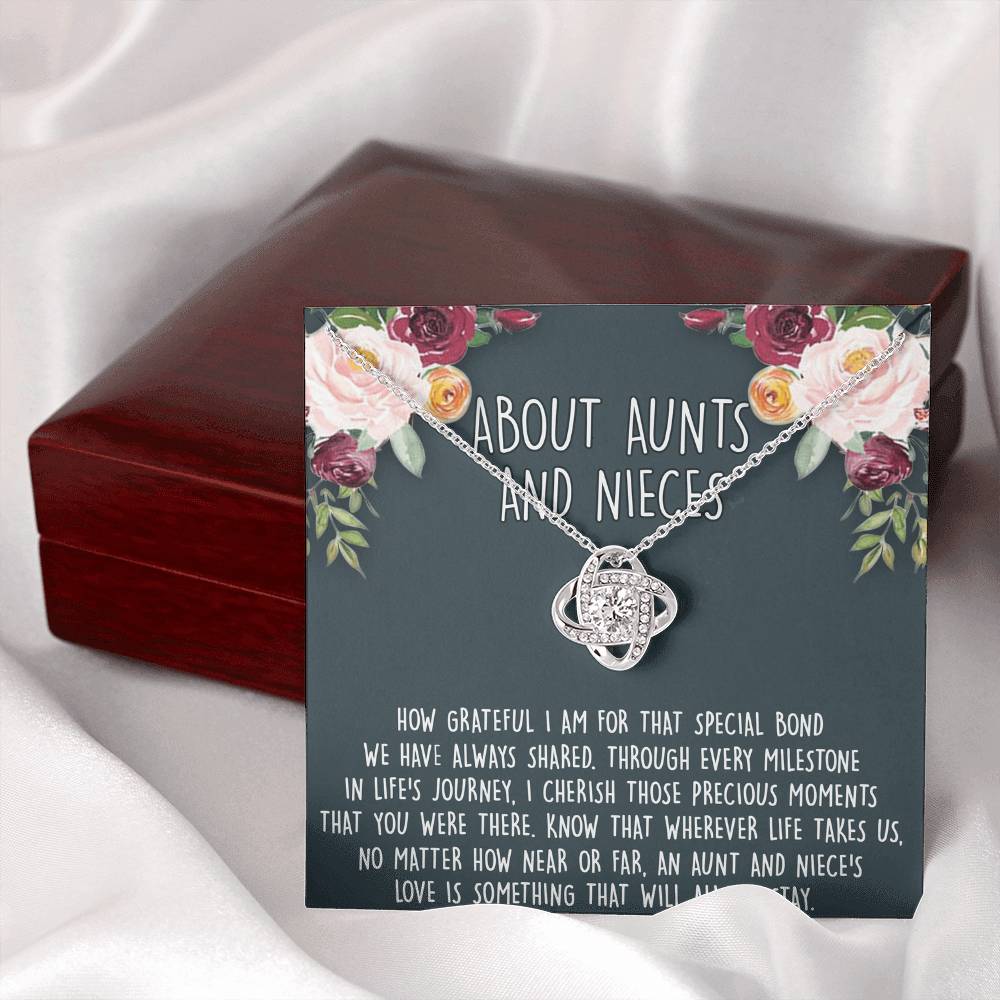 Niece Gifts from Auntie Aunt Gifts from Niece, About Aunt and Niece Love Knot Necklace for Auntie Niece Birthday Gifts Congratulations Gift Necklace, New Aunt Gift Necklace, Jewelry For Women