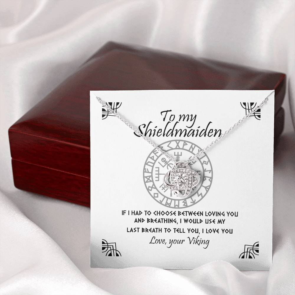 To My Shieldmaiden Necklace From Viking, Gift Neklace For Wife From Husband, Gift Pendant For Girlfriend From Boyfriend, Shieldmaiden Gift Love Knot Necklace On Birthday, Anniversary Valentine Day