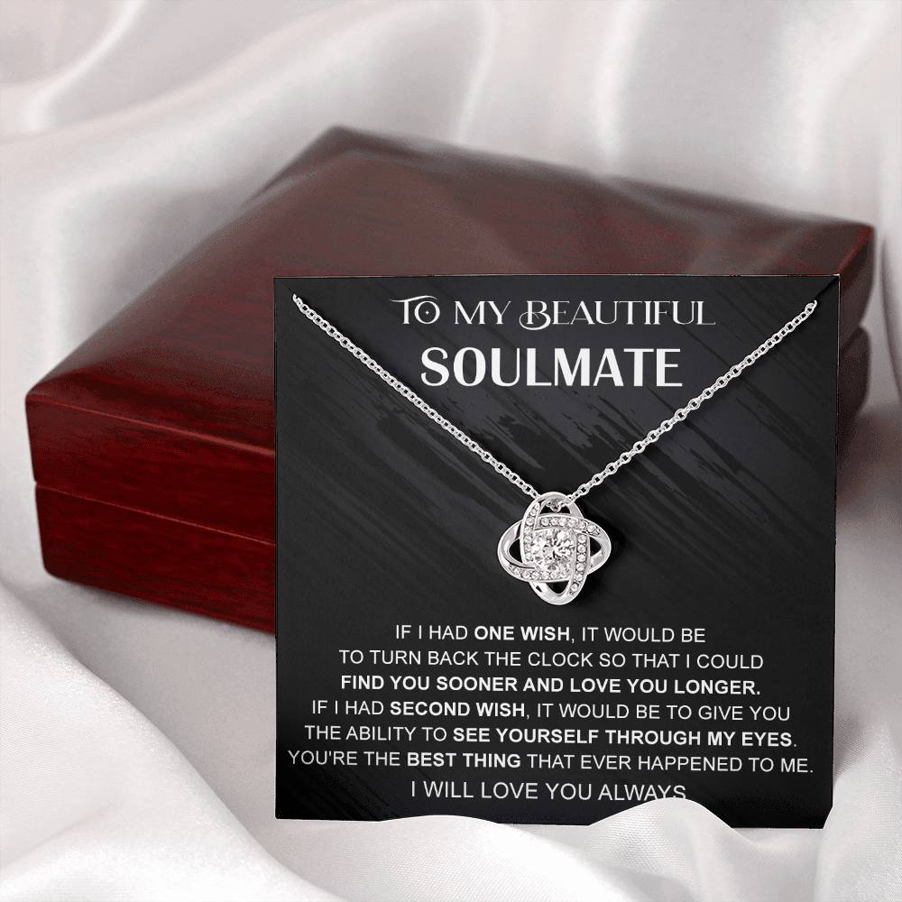 Love Knot Necklace Gift For Soulmate, Valentine's Day Gift Necklace For Soul Mate, To My Beautiful Soulmate Gift Necklace From Boyfriend, Husband for Her Romantic, Girlfriend Gifts Necklace