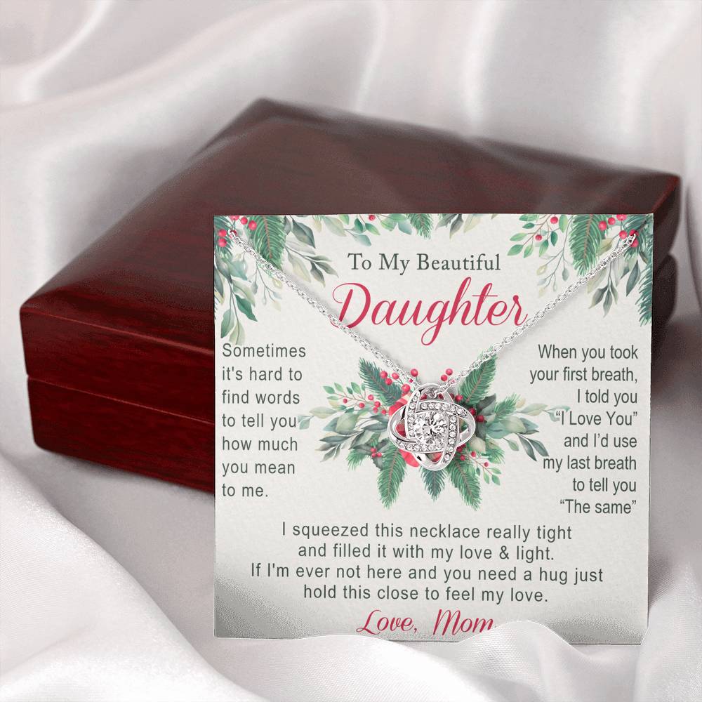 To My Daughter Gift Necklace from Mom Necklace for Daughter Present for Daughter Christmas Day Gift Christmas Necklace Pendant Jewelry for Daughter Christmas Card Jewelry Gift For Girls Little Girl