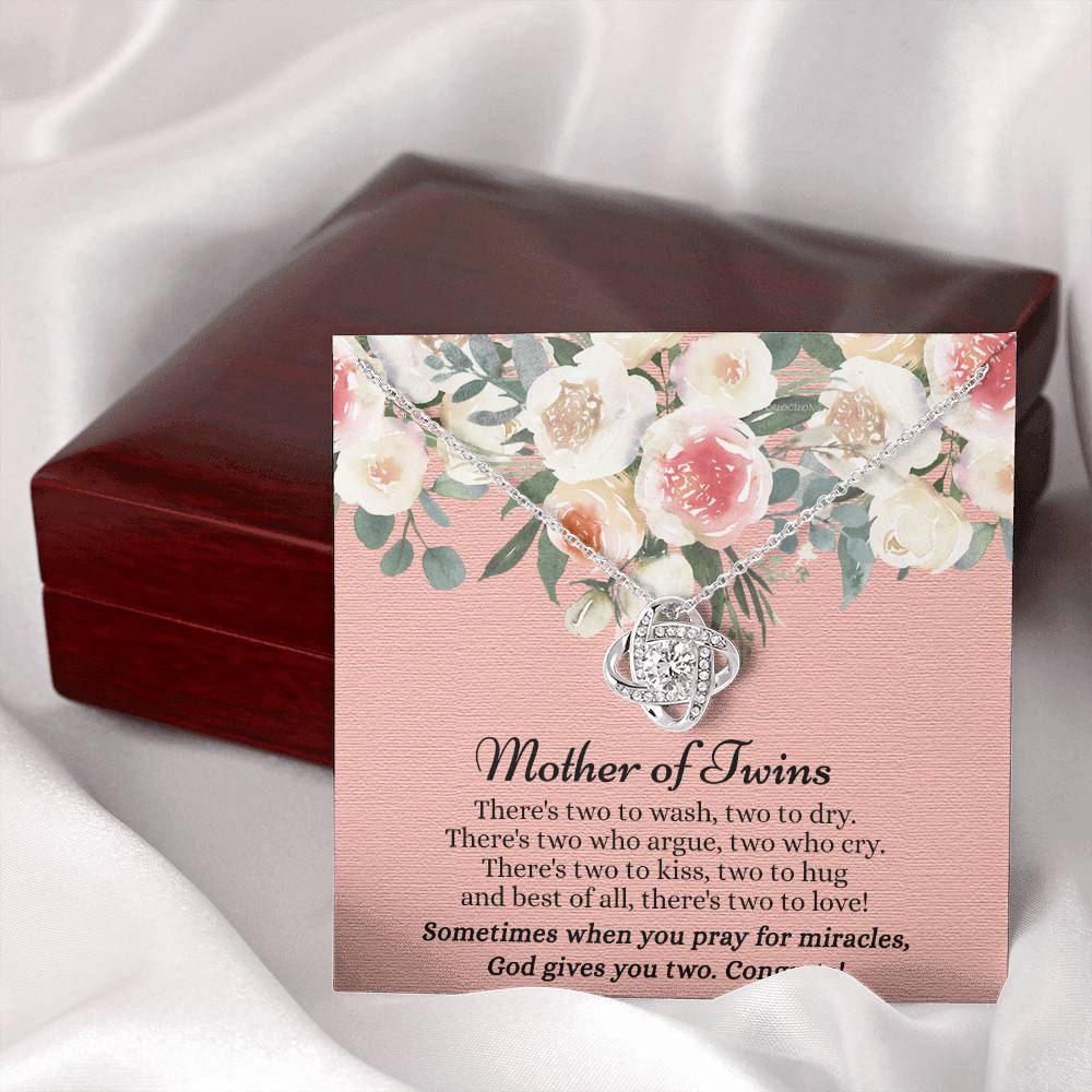 Mom Of Twins Necklace, Jewelry Gift For Mother Of Twins Love Knot Necklace, Parents of Twins, Gift Necklace For New Mom of Twins, Birthday Gift For Mom of Twins Necklace, New Mom Gift Necklace