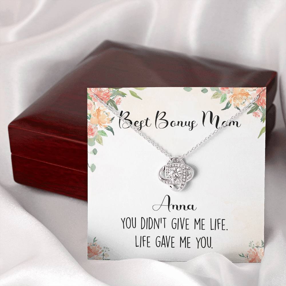 Personalized Necklace Gift For Bonus Mom, To The Best Bonus Mom Necklace From Bonus Daughter, Custom Name Card Necklace Gift For Bonus Mom, Jewelry For Women, Bonus Son Gift On Mothers Day, Birthday