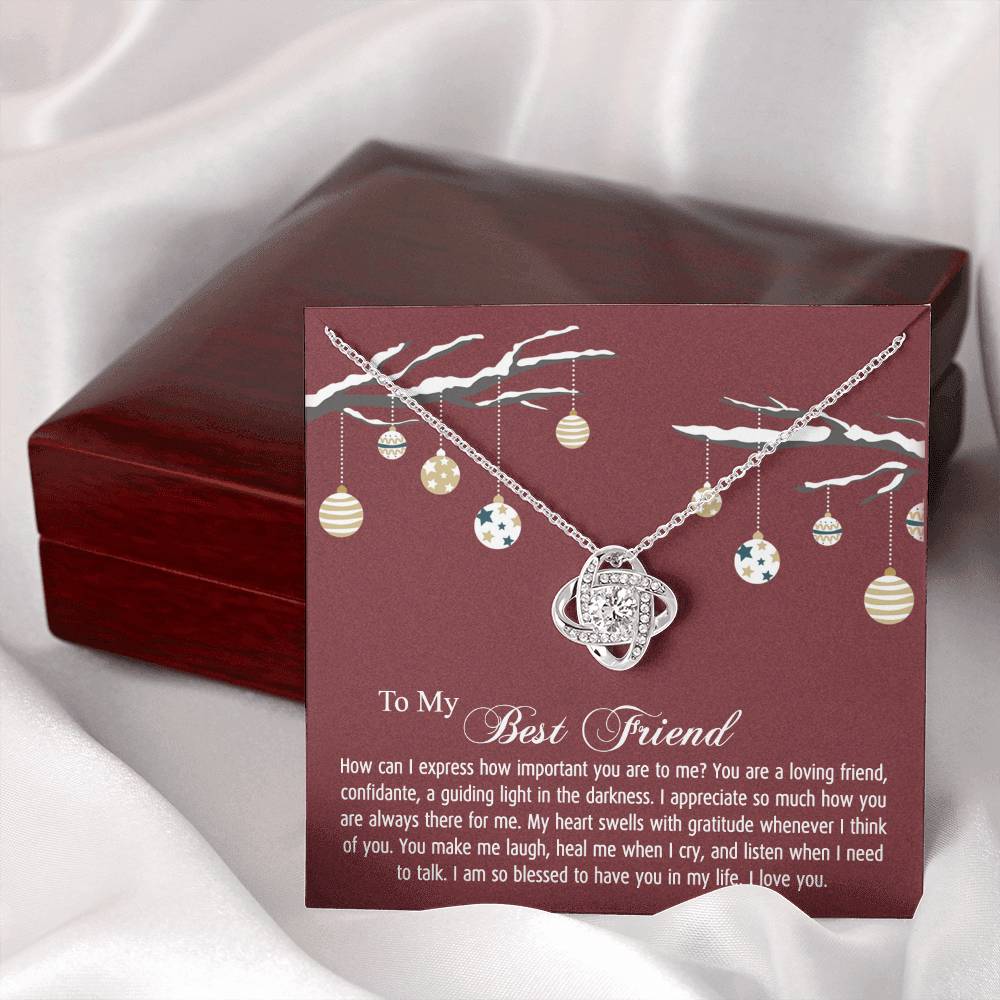 To My Best Friend Christmas Necklace From Friend, Jewelry Gift For Friend, Christmas Love Knot Necklace For Friend, BFF Gift Best Friend Gift Necklace On Birthday, Anniversary, Christmas For Friend