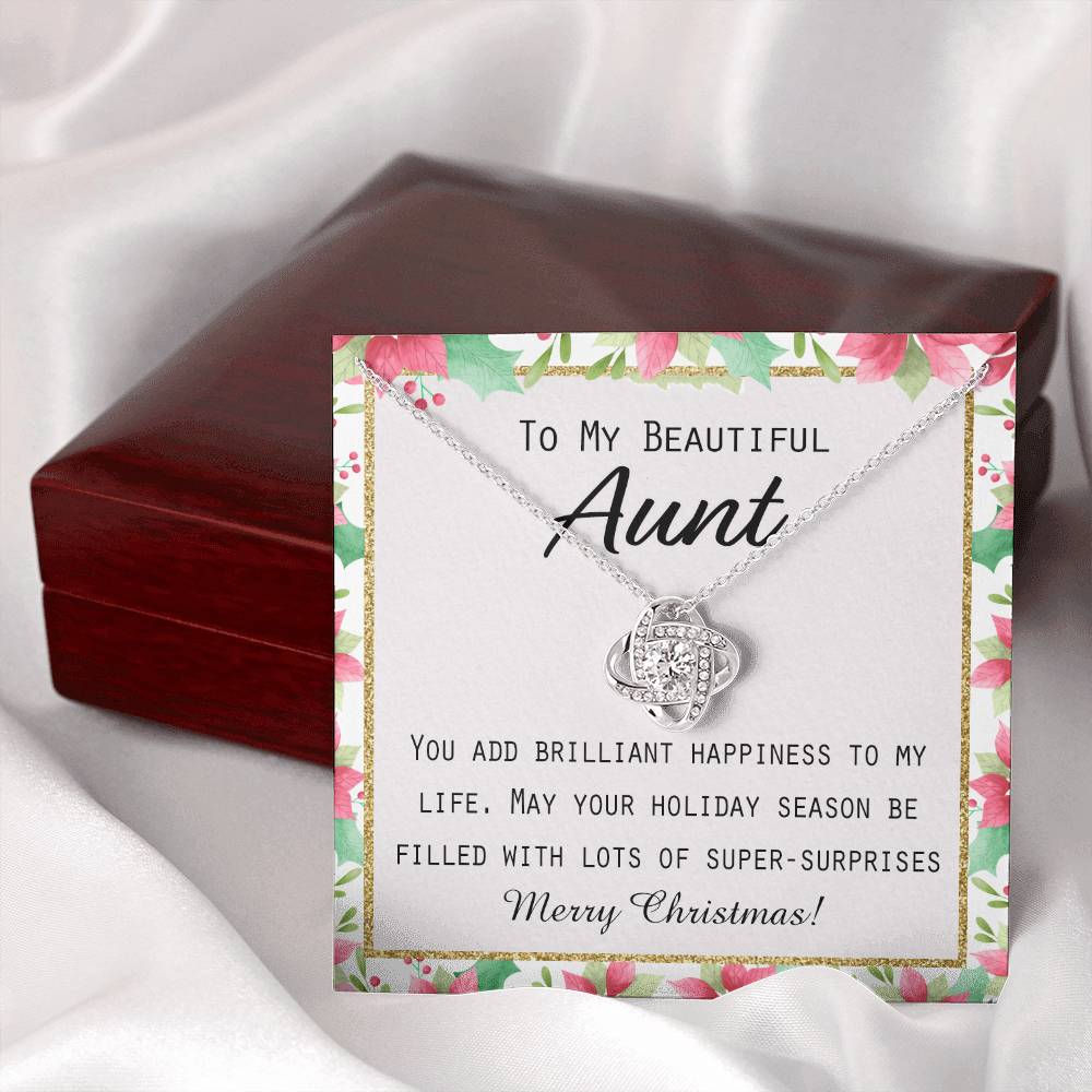 To My Beautiful Aunt Christmas Gift Forever Love Necklace Auntie Jewelry Gift For Girls And Box from Niece or Nephew Merry Christmas Gift for Aunt Jewelry For Girls