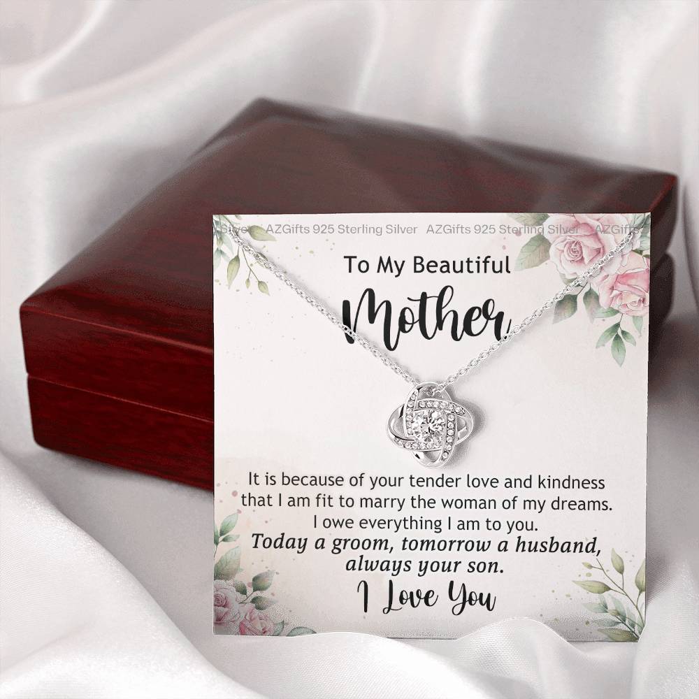 To My Beautiful Mother Necklace From Son, The Love Knot Necklace Gift For Mom, Mother, Bonus Mom Gift Necklace, Beautiful Mom Gift Necklace For Her, Mother's Day Necklace Jewelry For Mother, Moms