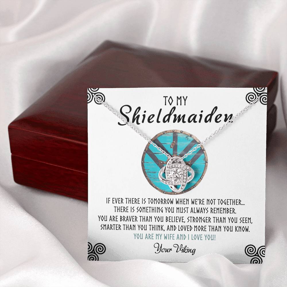 Shieldmaiden Necklace From Your Viking, Love Knot Pendant Gift From Wife, Fiancee, To My Shiedmaiden Love Knot Necklace Gift Jewelry For Women Pendant Female, You Are My Wife And I Love You Necklace