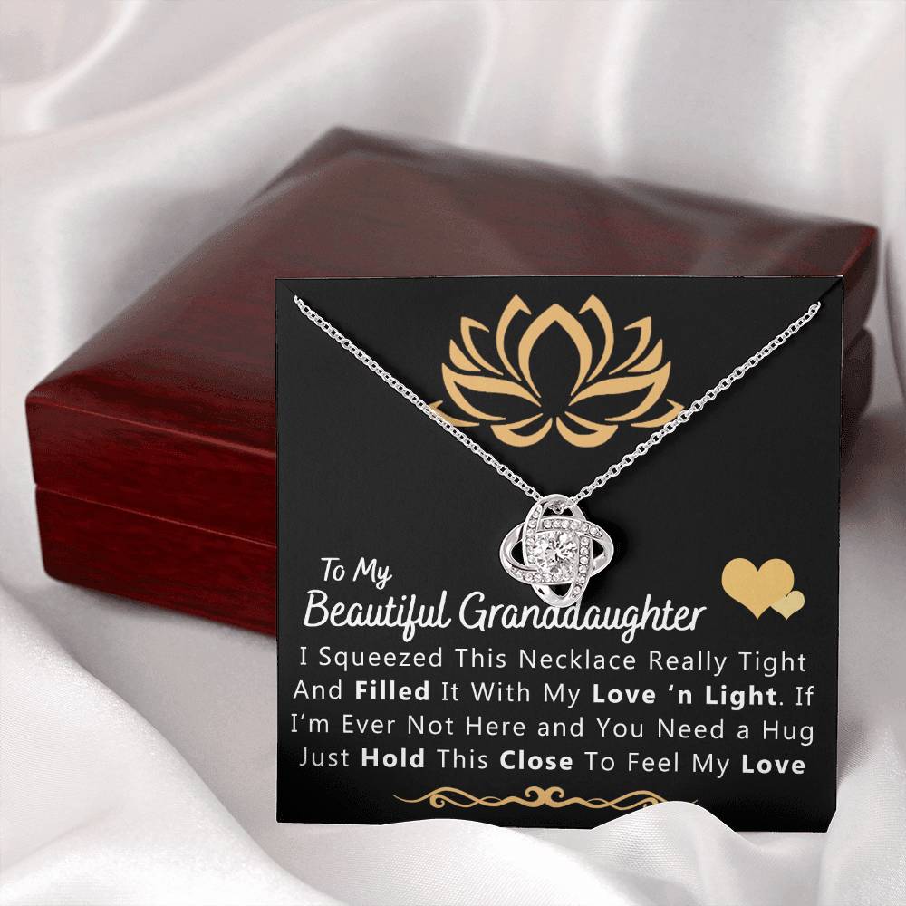 To My Beautiful Granddaughter Necklace From Grandma And Grandpa, To Granddaughter Love Knot Necklace, Gift Pendant For Granddaughtr, I Squeezed This Necklace Gift For Girls On Birthday, Anniversary