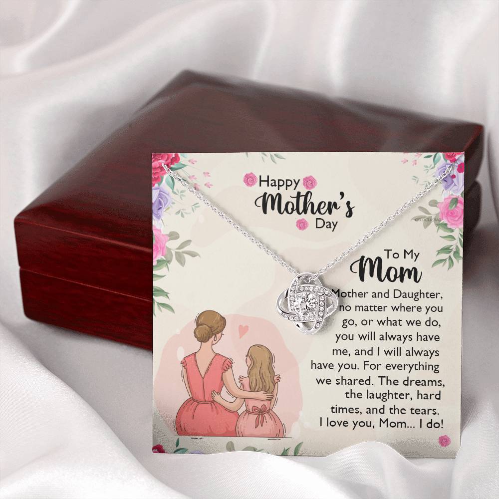 To My Mom Necklace From Daughter, Happy Mothers Day Necklace, Mom Love Knot Necklace From Daughter And Mother Jewelry Gift Mothers Day, No Matter Necklace Gift For Mom On Birthday Gift For Mom