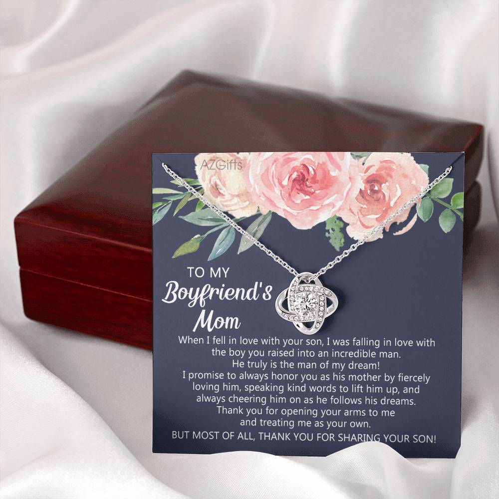 To My Boyfriend's Mom Necklace From Girlfriend, Gifts for Boyfriend's Mom Necklace, My Boyfriends Mom Love Knot Necklace From Man, Necklace On Mother's Day, Anniversary, Birthday Gifts, Christmas
