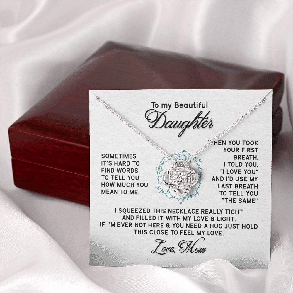 To My Beautiful Daughter Gift Necklace From Mom Forever Love Daughter Birthday Grown Up I Squeezed This Necklace Really Tight Necklace For Daughter, Mother And Daughter Gift Jewelry For Girls Women