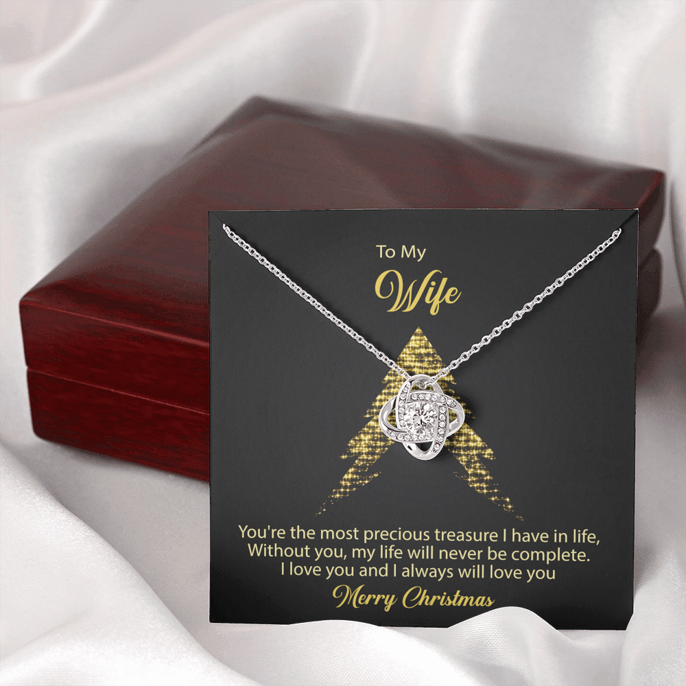 To My Wife Gift Necklace From Husband, Gift Necklace For Wife, Soulmate Gift Necklace Girlfriend, Husband To Wife Love Knot Pendant, Jewelry Gift For Women, Merry Christmas Necklace Gift For Wife