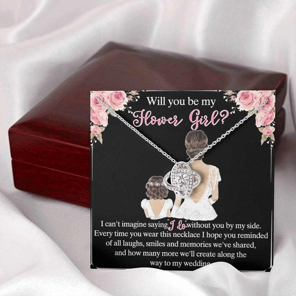 To My Daughter Love Knot Necklace From Mom And Daughter Pendant Gift For Daughter Will You Be My Hower Girl From Mother To Daughter Jewelry Gift For Girls, Daughter On Your Wedding Day Necklace Gift