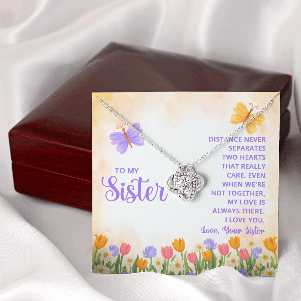 Personalized Jewelry Gift Necklace - To My Sister Love Knot Necklace From Sister, Brother, Sister Gift Necklace On Wedding Gift from Bride, Sister the Bride Necklace, Thank you Gift Pendant Sister