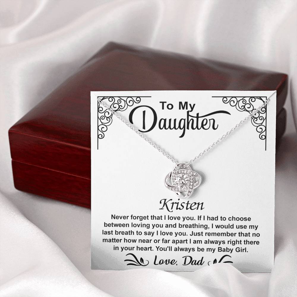To My Daughter Love Knot Necklace with Luxury Box Gift From Dad, To My Daughter Lion Dad And Daughter - Father Daughter Gifts Ideas Love, Pendant Necklaces On Birthday, Christmas