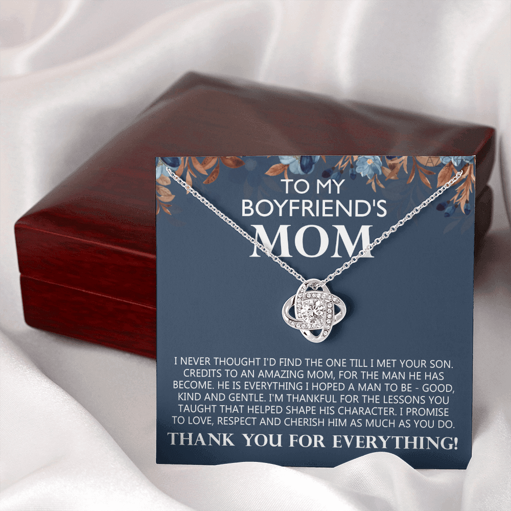 Boyfriend's Mom Gift Necklace, To My Boyfriends Mom Necklace From Girlfriends, Love Knot Necklace Gift For Boyfriends Mom, Jewelry For Boyfriend's Mom, Mothers Day Necklace For Boyfriends Mom
