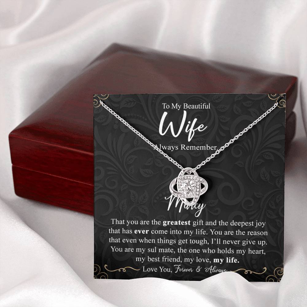 Personalized Necklace For Wife, To My Beautiful Wife Gift Necklace From Husband, Custom Name Necklace Gift For Wife, Always Remember Necklace Gift For Wife, Jewelry Gift For Women, Soulmate Gift