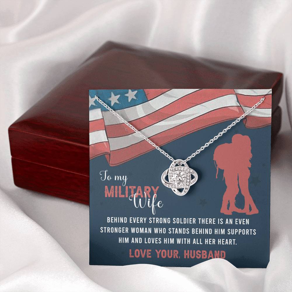 To My Military Wife Necklace From Husband Love Knot Military Necklace Gift For Wife Husband To Wife Love Knot Pendant For Wife Military Jewelry Gift For Women Army Gift Necklace Military Pendant